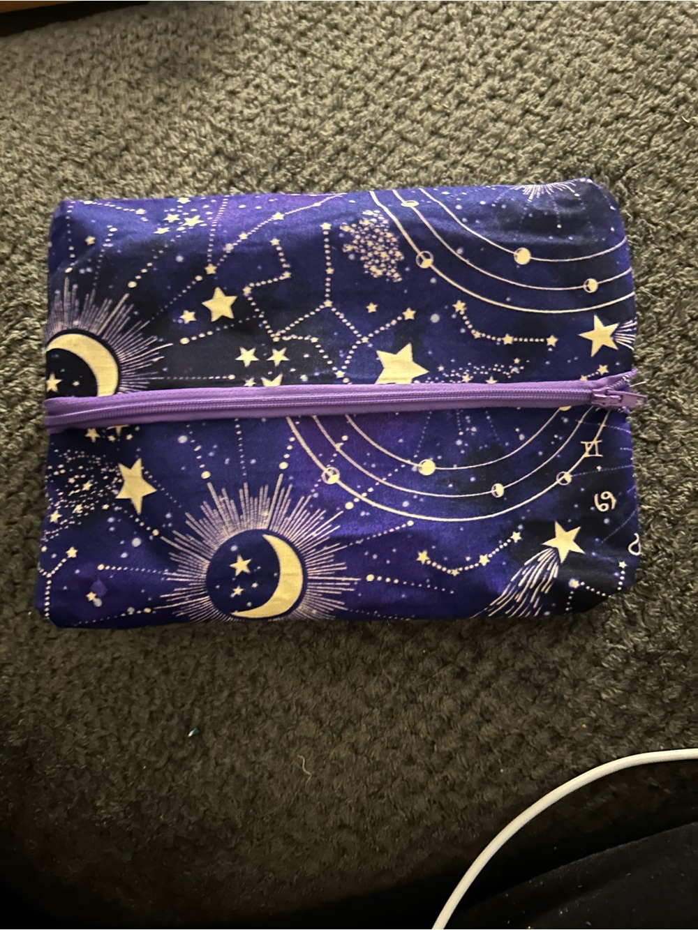 Hand Crafted Purple and Gold Celestial Cosmetic Bag